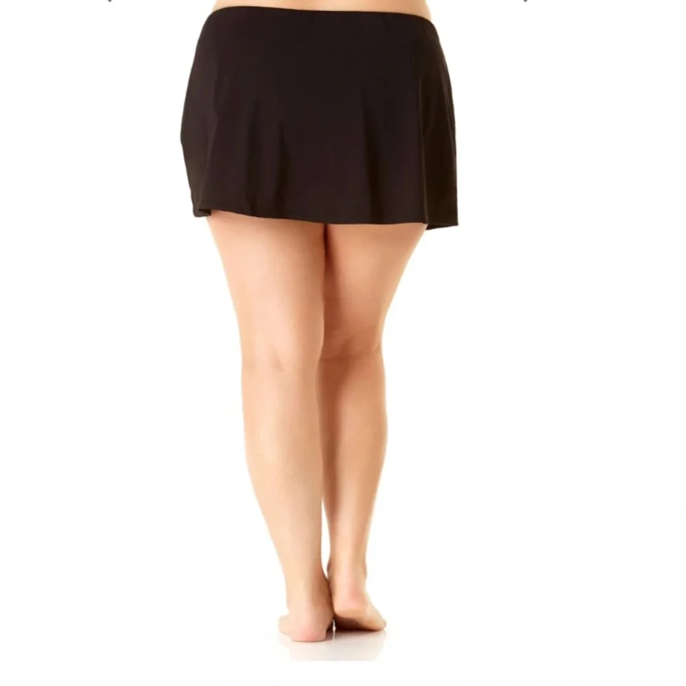 ANNE COLE Plus Size Black Adjustable Side Slit Skirted Bottom 24W